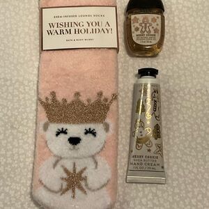 Bath and Body Works MERRY COOKIE and Royal Polar Bear Socks 3 Piece Set